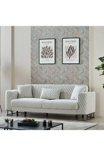 Danube Home Elegance 3 Seater Fabric Sofa - Grey L230xW80xH82cm