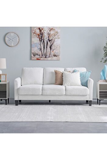 Danube Home Gamorah 3 Seater Fabric Sofa - Cream L188.5xW85xH94cm