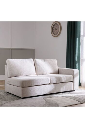 Danube Home Odum 2 Seater Right Arm Fabric Modular Sofa - Greyish White L184xW99xH90cm