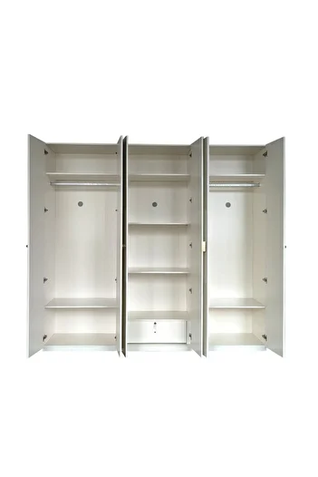Danube Home Naples 6 Door Wardrobe with Mirror - Beige L238.2xW59.8xH220cm