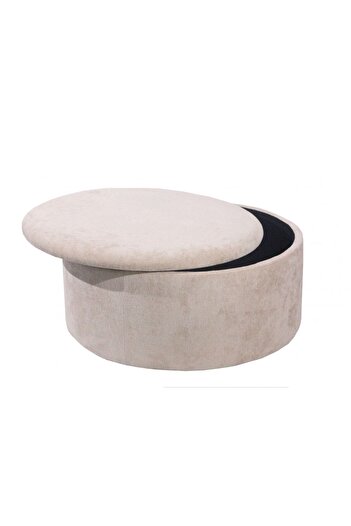 Danube Home Edlyn Fabric Storage Ottoman - Beige Upholstered Furniture with 2-Year Warranty - 100x100x45cm