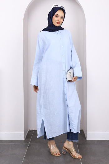 İmajButik Blue Buttoned Muslin Tunic
