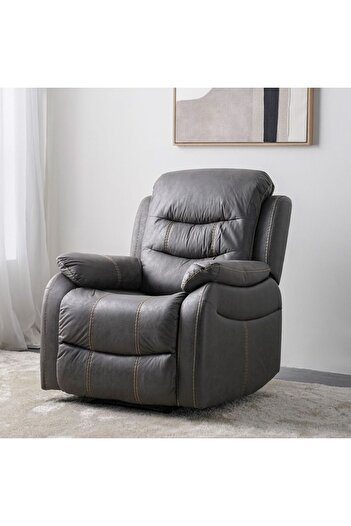 Danube Home Adric 1 Seater Airleather Manual Recliner - Dark Grey L85.09xW98xH104cm