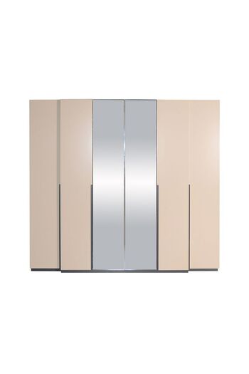 Danube Home Mulligan 6 Door Wardrobe W/2 Mirrors-Khaki L240.4xW61.8xH220cm