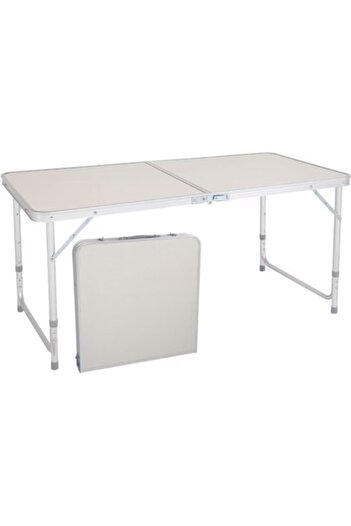 Outdoor Pro Adjustable and Foldable Aluminum Table 120 x 60 cm White