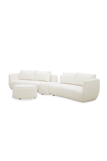 Danube Home Winter Sectional Fabric Corner Sofa With Storage And Coffee Table - Bright White L461xW118xH90cm