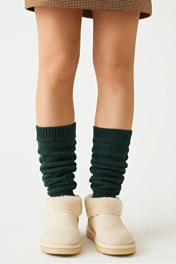 Hakan Collezione Women's Green Acrylic Premium Long Aerobic Leggings Boot Socks