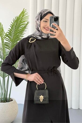 FA Butiq Women's Black Shoulder with Buckle Detail