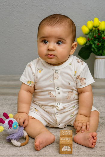 greenmoss 100% Cotton Snap Fastener Baby Romper