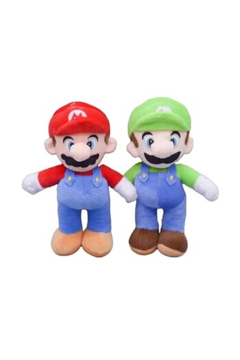 OEM Set 2 Plush Figures, Mario and Luigi, Multicolor, 25 cm + Modeling Clay Set, 12 Bags, Multicolor wit