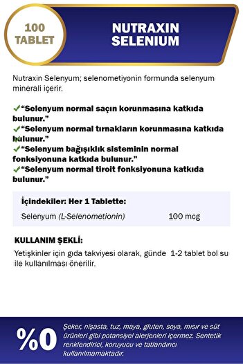 Nutraxin Selenium 100 Mcg 100 Tablets 2 Pieces
