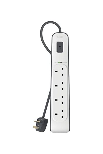 Belkin 4-Outlet Surge Protector With Power Cord White/Grey