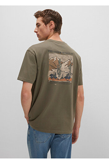 Mavi Khaki Men's Printed Crew Neck T-Shirt Dmk.0612822-70377.