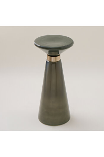 homez glass side table in green 27*56cm