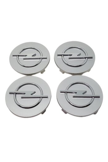 GREY Set of 4 Silver/Grey Center Hubcaps 64mm for Alloy Wheels, Opel Insignia/Astra/Vectra/Corsa