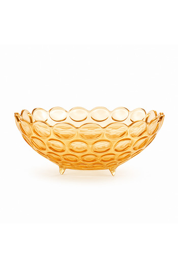 TSUMAB Elegant Crystal Glass Fruit Bowl – Pink & Clear Design with Gold Rim – 2-Piece Set