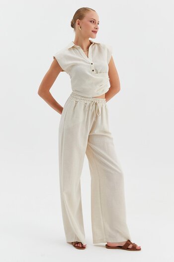 Nish&Chic Lace-up Elastic Waist Trousers