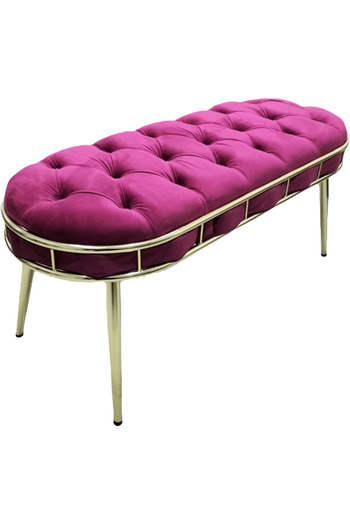 Casafun New Master bench, velvet fabric, gold metal legs, 105 cm x 45 cm x 45 cm