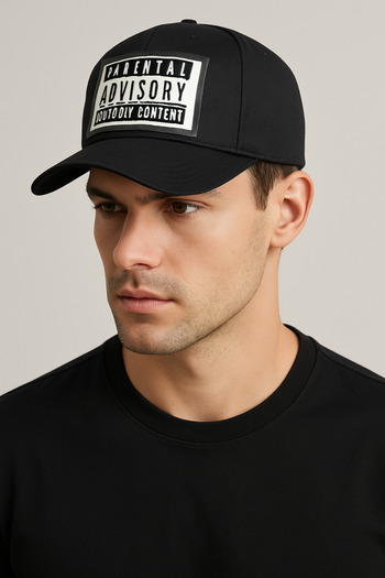 CosmoOutlet Parental Advisory Explicit Content Written Adjustable Cap Model Black Men's Hat