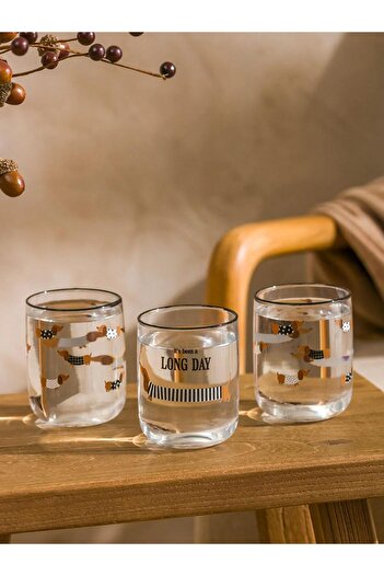 LC Waikiki Lcw Home Dog Printed Glass Cup Set of 3 280 ml (W5)