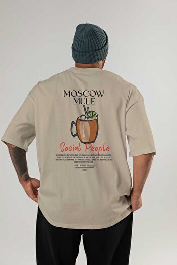 Ankhises Moscow Mule Cocktail Printed Oversize T-shirt Ανδρικό Γυναικείο 100% βαμβακερό μπλουζάκι με λαιμόκοψη
