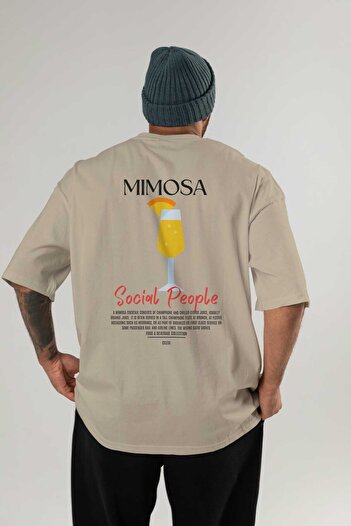 Ankhises Mimosa Cocktail Printed Oversize T-shirt Ανδρικό Γυναικείο 100% βαμβακερό μπλουζάκι με λαιμόκοψη