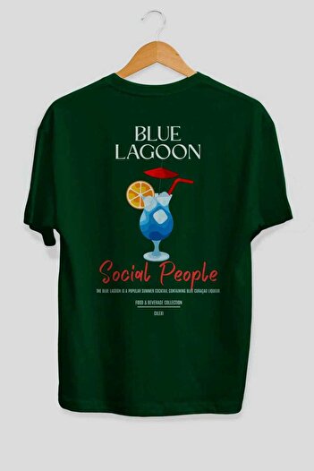 Ankhises Μπλουζάκι με στάμπα Blue Lagoon Cocktail Oversize Ανδρικό Γυναικείο 100% βαμβακερό μπλουζάκι με λαιμόκοψη