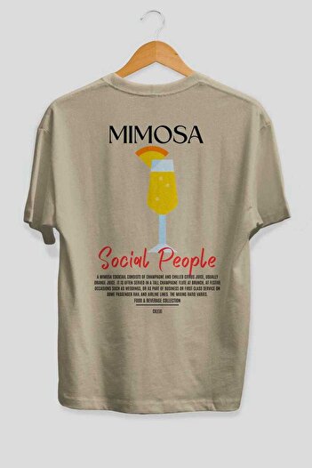 Ankhises Mimosa Cocktail Printed Oversize T-shirt Ανδρικό Γυναικείο 100% βαμβακερό μπλουζάκι με λαιμόκοψη