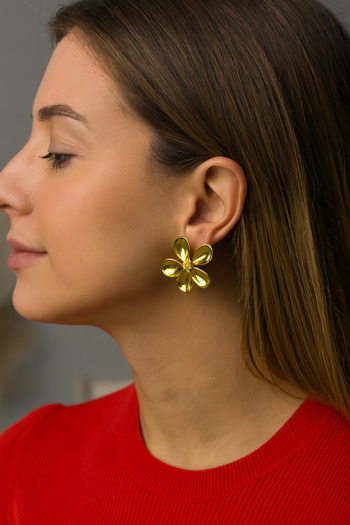 The Collection Non-Tarnish Steel Women's Flower Flower Earrings