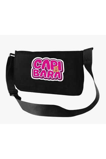 DEEFWEAR Black Pink Capybara Printed Back to School Messenger Bag