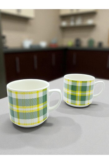sharp&art Plaid Patterned 2-Piece Cup Set
