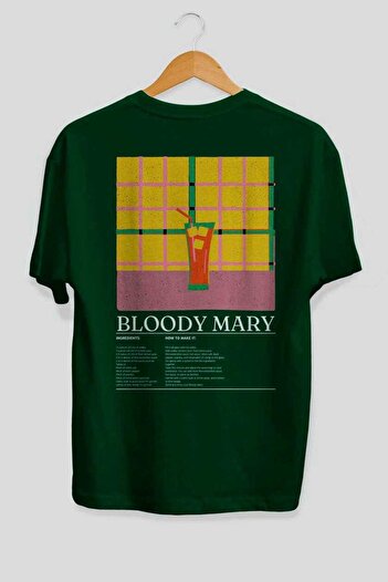 Ankhises Bloody Mary Cocktail Series Back Printed Oversize T-shirt Ανδρικό Γυναικείο 100% βαμβακερό μπλουζάκι με λαιμόκοψη
