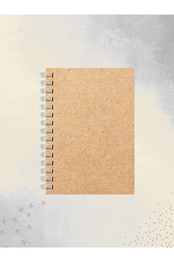 Ez&Tu Stıcker Natural Kraft Spiral Notebook |   60 Sheets / 120 Pages Checkered