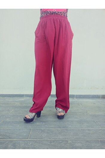 hoaryage Ethnic Patterned 100% Cotton Viscose Pressed Trousers with Elastic Waist, 36-44 and 38-48 Sizes