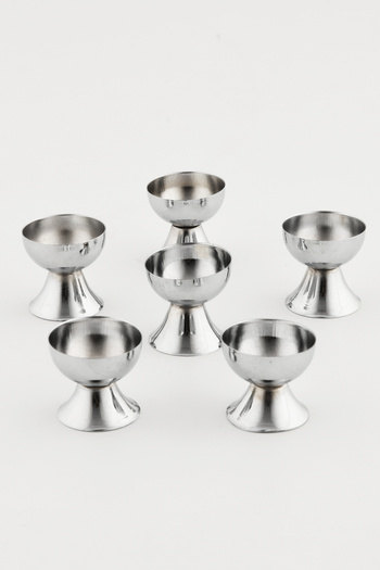 AKSESUAR EVRENİ Letiz Silver 6-Piece Breakfast Tables and Special Presentation Stainless Special Steel Premium Safe Egg Cup
