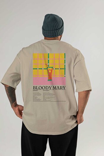 Ankhises Bloody Mary Cocktail Series Back Printed Oversize T-shirt Ανδρικό Γυναικείο 100% βαμβακερό μπλουζάκι με λαιμόκοψη