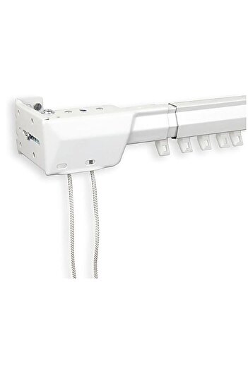 AWF AL WADI FURNITURE Ultra Corded Single Adjustable Traverse Curtain Rail with Curtain Hanging Hooks, 150 – 300 cm, WHITE