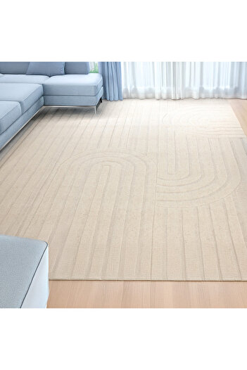 Cottage hand woven beige rug 190*290cm