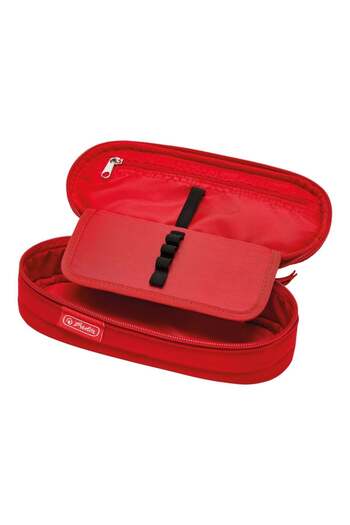 Herlitz Oval Necessaire, Color Red, Design Cute Animals Zebra, Material Fabric, Dimensions 21,5x9x6 cm