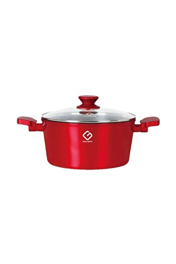 OEM Set 2 x Cratita din Aluminiu, Ceramica Marmorata, 24 x 12 cm, 4.3 l, cu Capac din Sticla, Grunberg