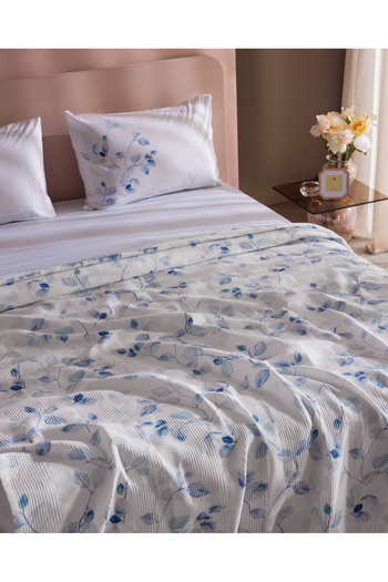 Madame Coco Rumilly Single 100% Cotton Karde Printed Pique Set - Blue