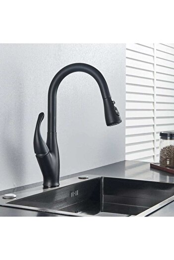 CasaVie Kochen Matte kitchen faucet, matte black, with 2 flow functions and pull-out shower, code 1382