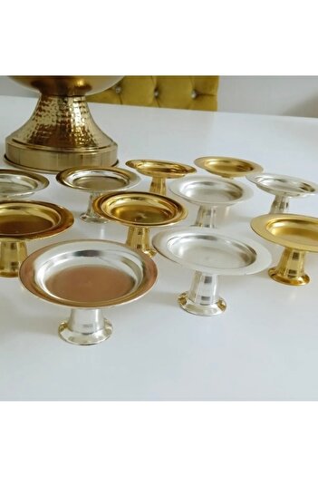 SEVA ÇELİK 12 Liters of Gold and Silver Macaroons in 2 Colours, Coffee and Turkish Delight Cups