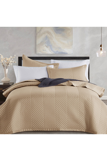 Boutique Blanche cotton embroidered bed spread king 3pc set beige 260*250cm