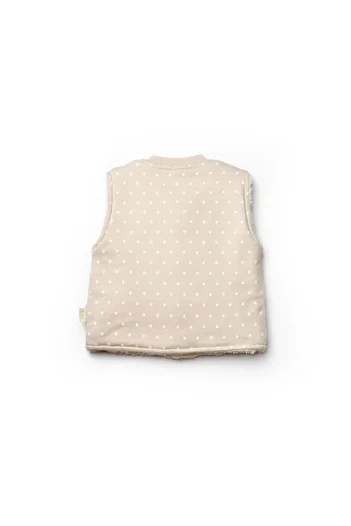 Magu Unisex Baby Organic Cotton Beige Polka Dot Plush Lined Vest