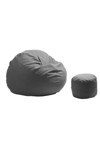 Pufrelax Set Fotoliu King Size cu Otoman (suport picioare), Material Textil - Grey