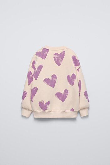Magu Girl's Cotton Lilac Heart Sweatshirt Leggings Set - Paris Text Detail
