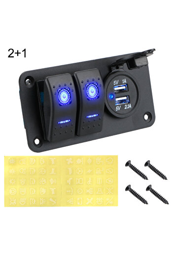 Choice 2 and 1 12V 24V Car Switch Panel 2/3 Gang Waterproof Light Toggle Control Digital Voltmeter Dual USB