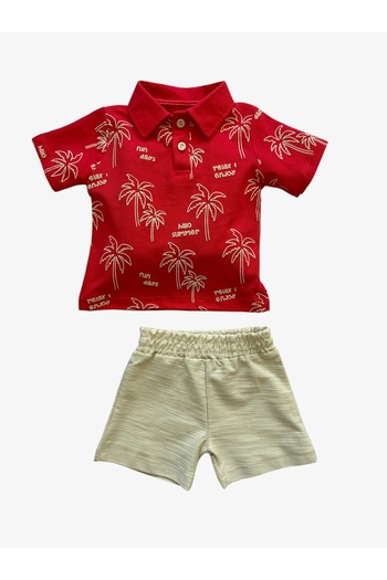Bellamio Kids Baby Boy Double Set with Palm and Red Shorts