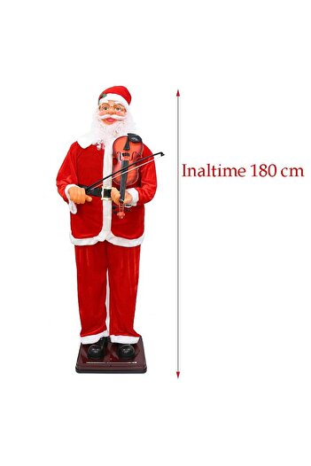 PROCART Santa Claus with violin, musical figurine 180 cm, sings and dances, support stand, sound sensor